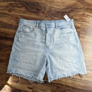 Distressed denim shorts